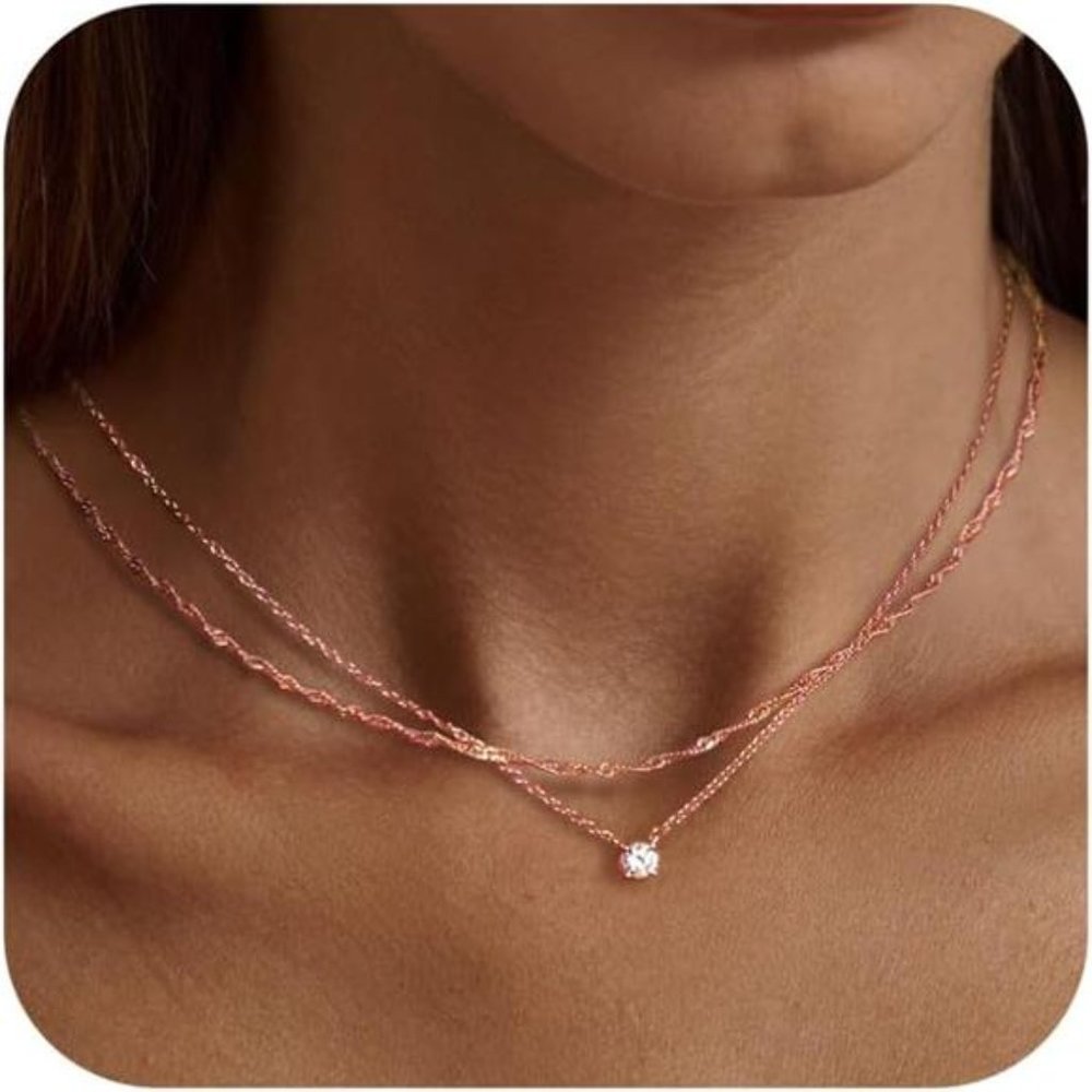 Diamond Necklaces for Women, Dainty 14k Gold/Sterling Silver Choker
